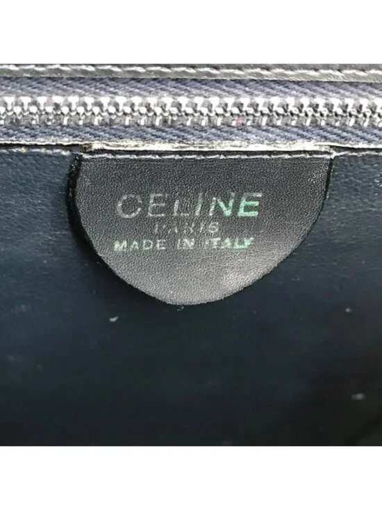 Celine Leather Ribbon Hand Bag Navy Gold - Picture 9 of 10